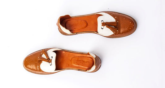 BROWN AND WHITE LEATHER SHOES