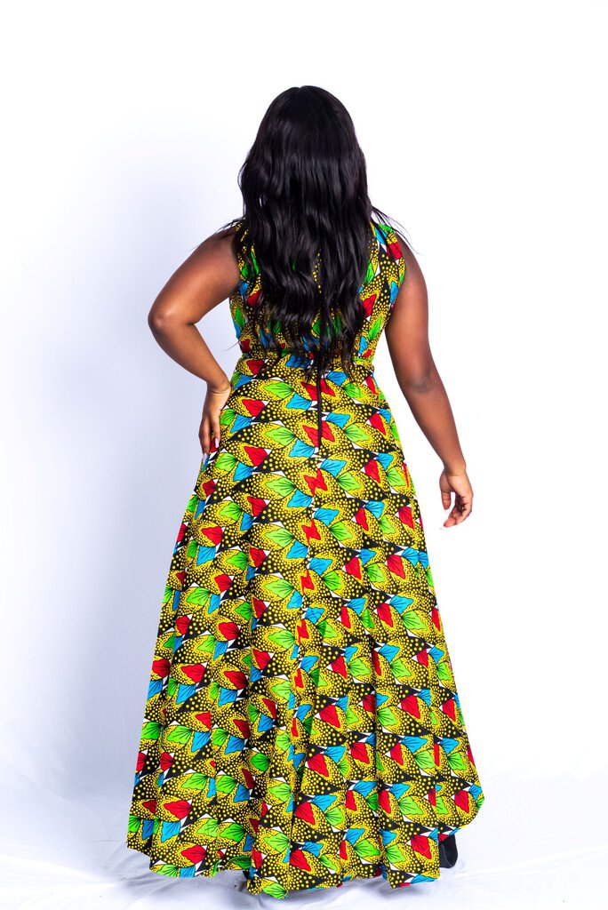 LONG SLEEVELESS AFRICAN PRINT DRESS