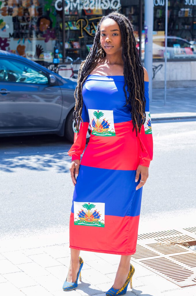 OFF SHOULDERS HAITAIN FLAG DRESS